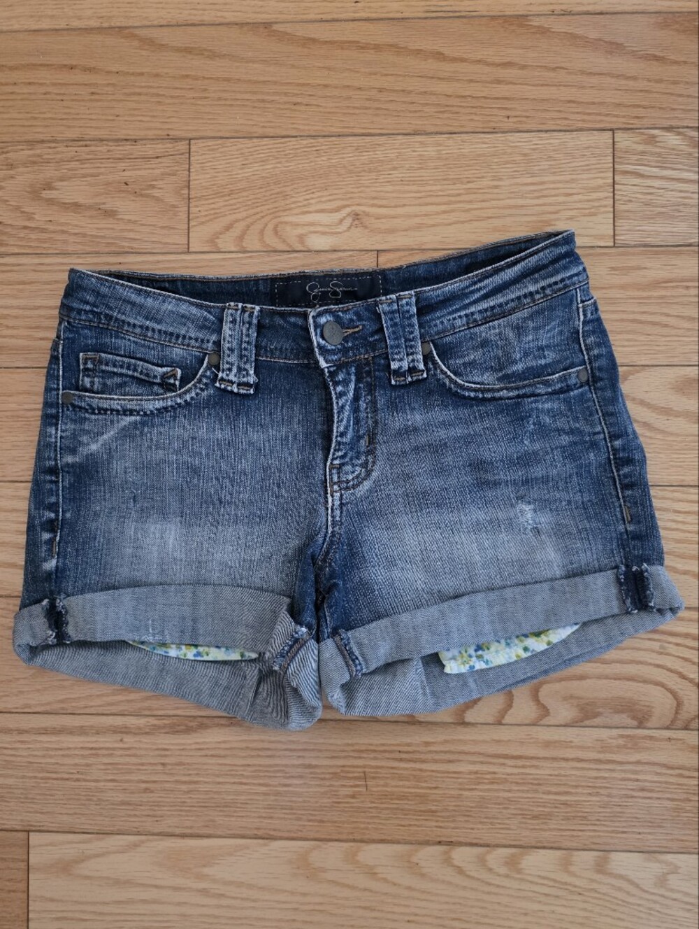 Jessica Simpson Blue Rolled-Hem Denim Shorts, 27